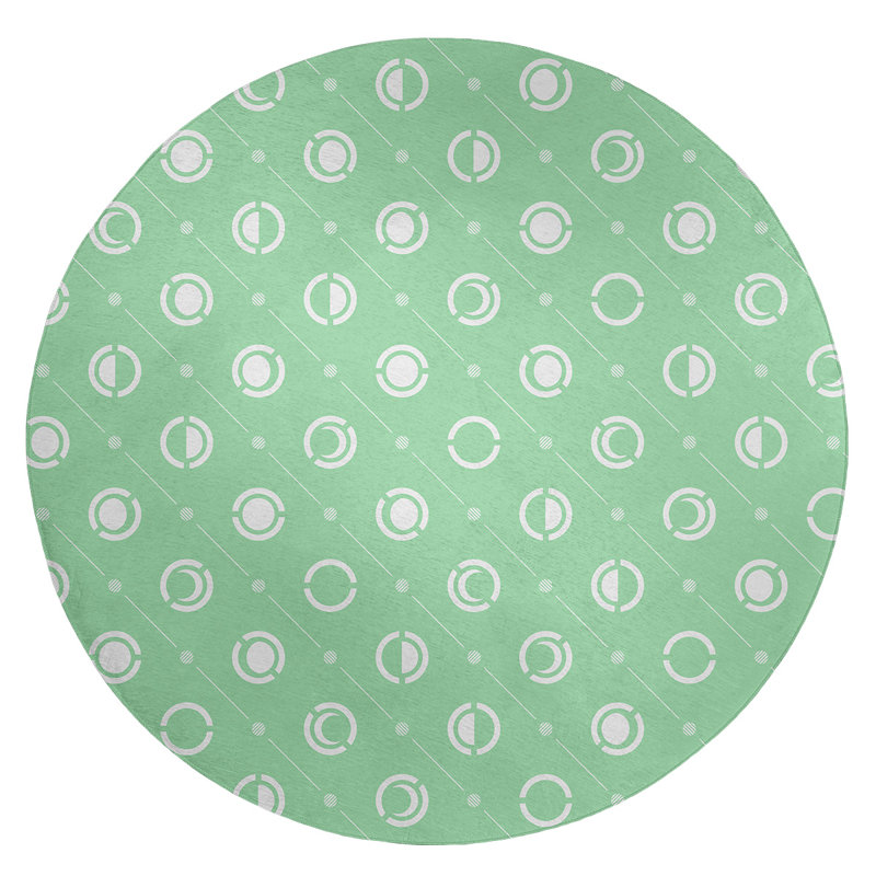 Tapis vert / blanc Moon Phases, Rond 5 pi