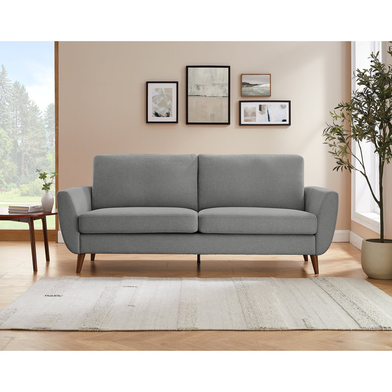 Smiling 215.9Cm Flared Arms Sofa, Grey Linen Blend