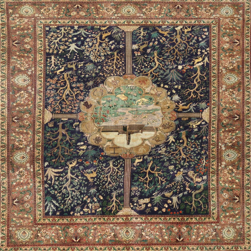 Tapis brun à motif oriental, Rond 7 pi