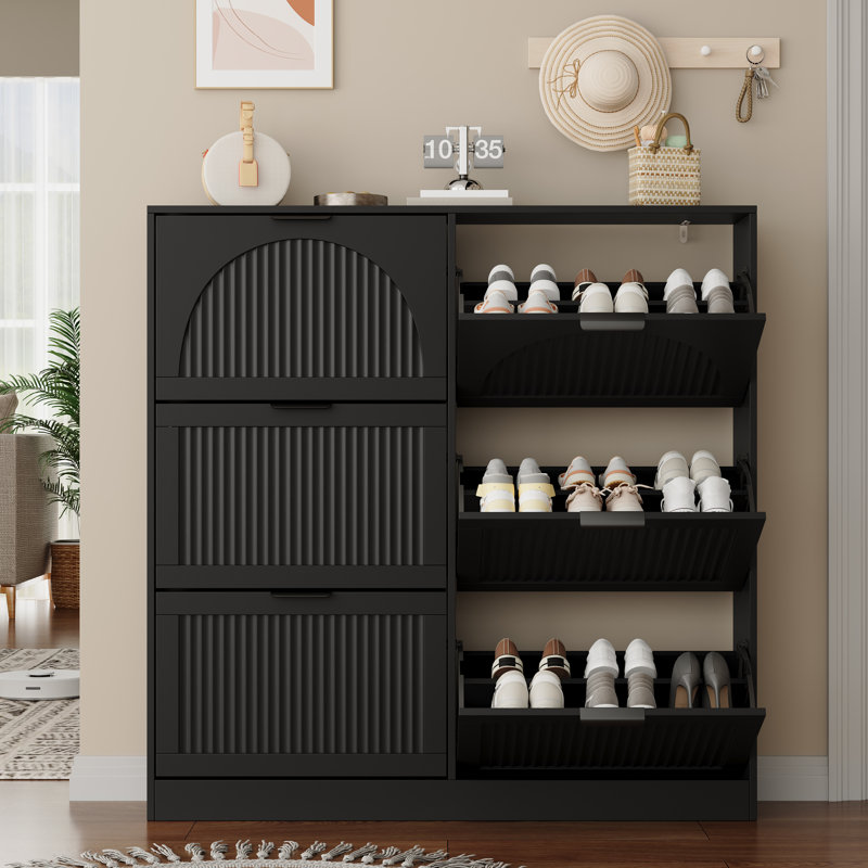 48 Pair Shoe Storage Cabinet, Black