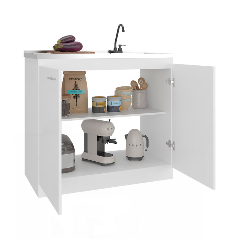 Armoire de rangement Extremo avec 2 portes et 3 tablettes, blanc