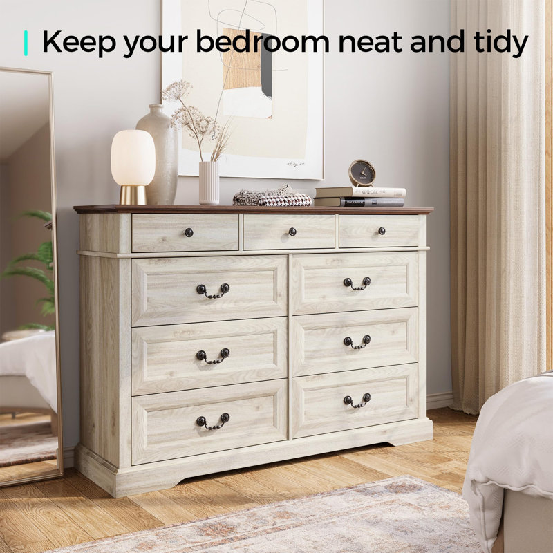 August Grove Dugazon Wood Bedroom Dresser Farmhouse Drawer Chest ...