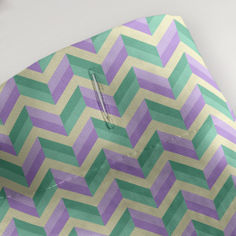 Rideau simple à chevrons, Mauve / Vert
