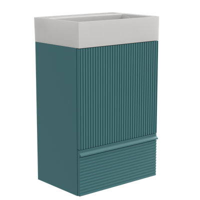 Meuble-lavabo autoportant pour salle de bain moderne 20 po rayé noir mat avec lavabo en céramique