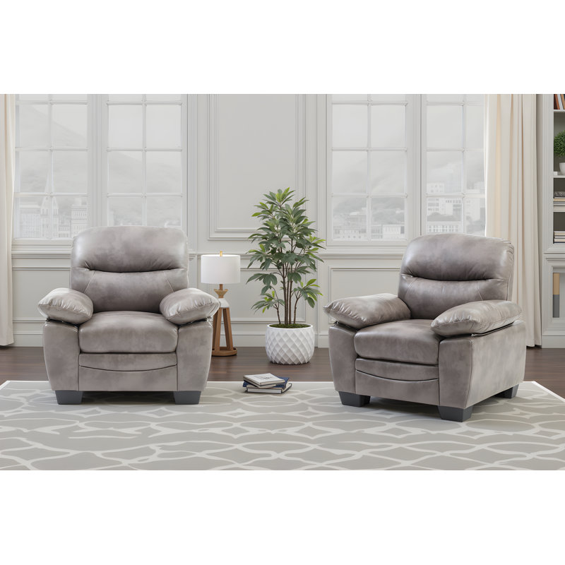 Ensemble de 2 chaises en similicuir Pingry, Gris