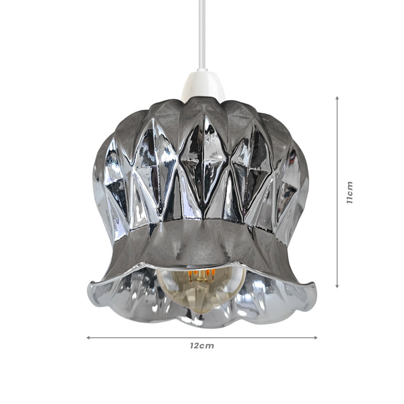 11cm H Glass Dome Lamp Shade ( Screw On ), Chrome