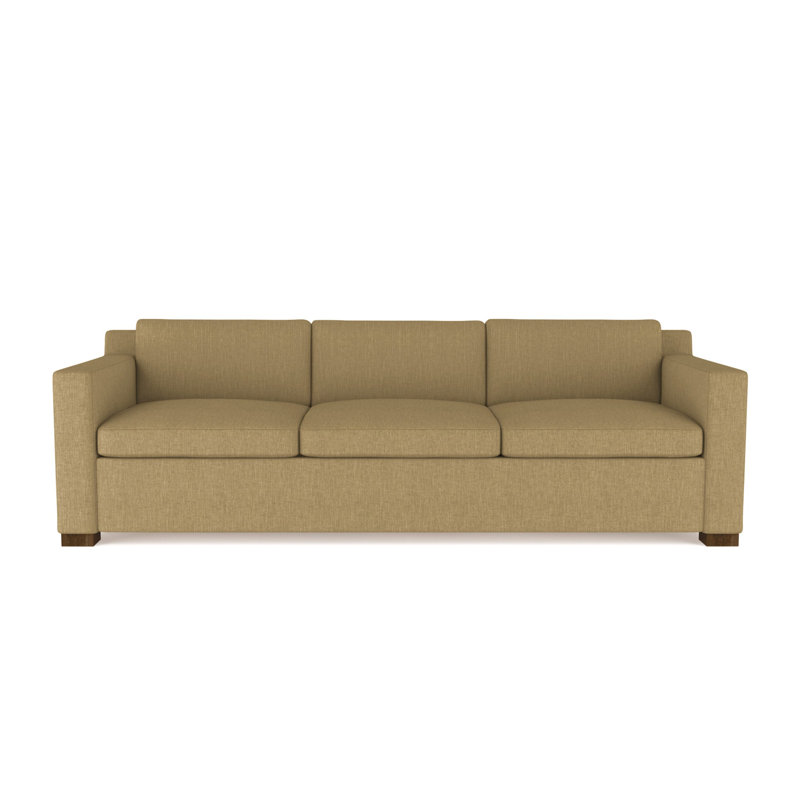 Mercer Track-Arm Sofa, Crushed Velvet Alabaster, 33.5" H x 108" W x 39" D, Dark Brown