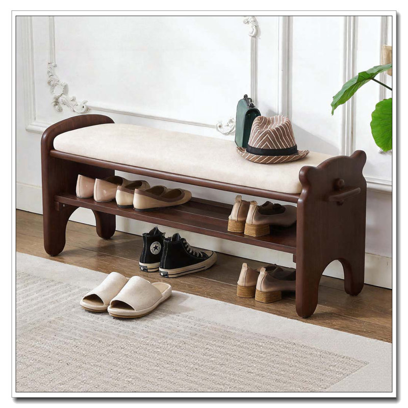 2-Tier Wooden Entryway Bench