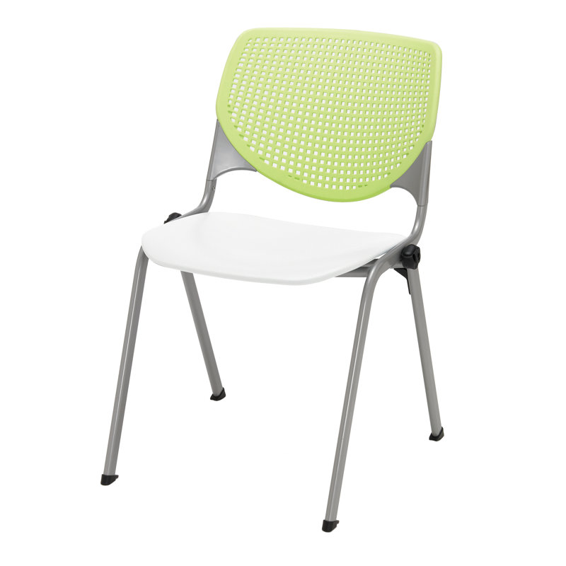Chaise empilable en poly sans accoudoirs Kool, Blanc / vert lime, Sans roulettes