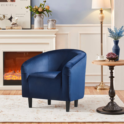 Fauteuil demi-tonneau en velours 70,612 cm de largeur Robeon