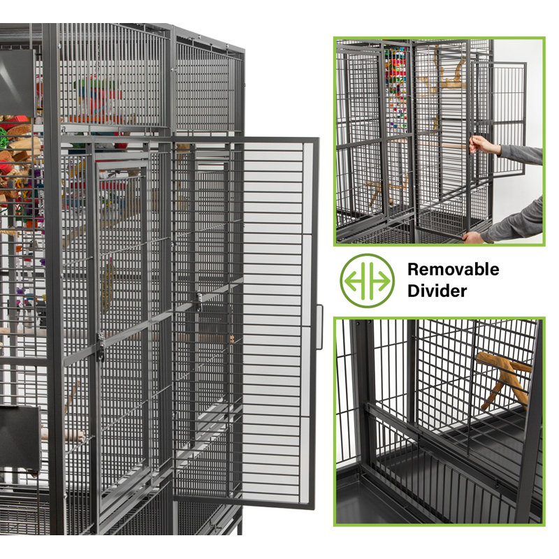 Large Double Macaw Cage Platinum by HQ, Black