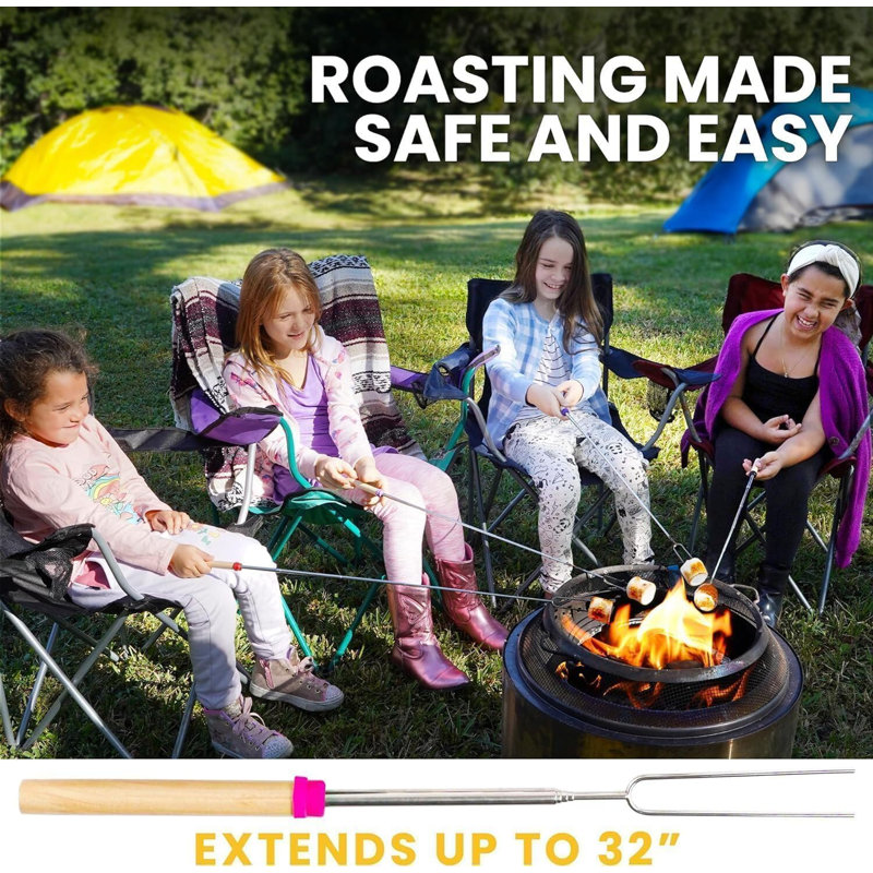 Zulay Kitchen Sturdy Marshmallow Sticks For Fire Pit Extra Long - Great Smores Sticks Smores Kit Fire Pit 12 Pack Bundle