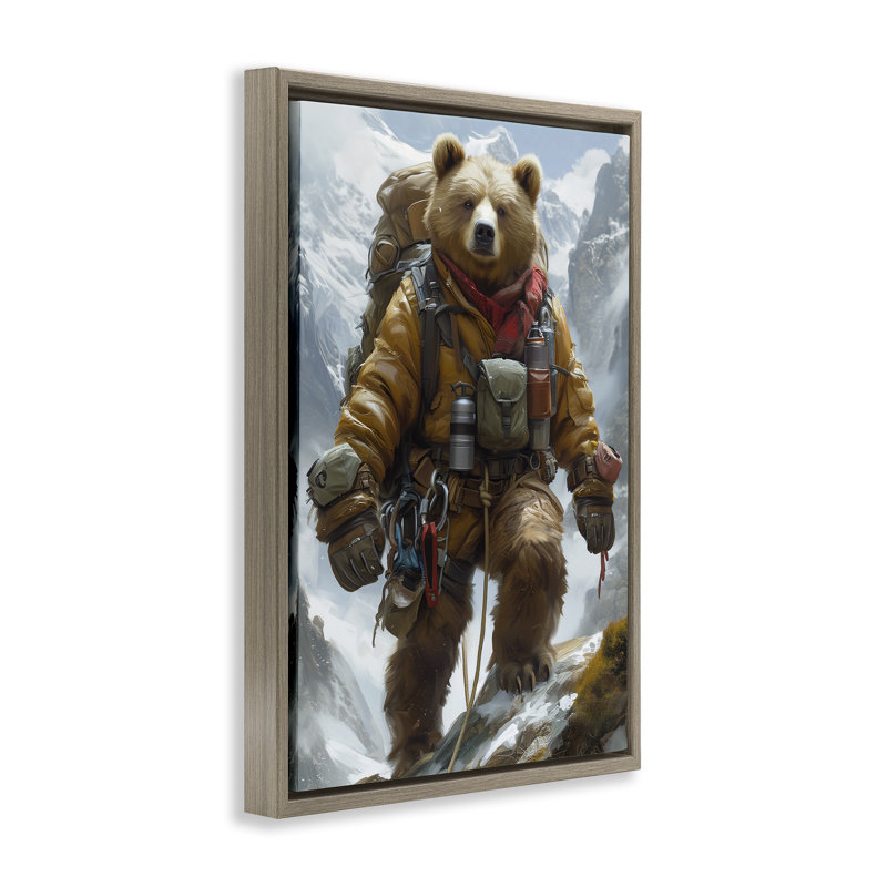 «Mountain Mountain Bear», toile flottante encadrée noire par Ray Heere, Cadre flottant orme Montalcino, H 25 po x l 17 po