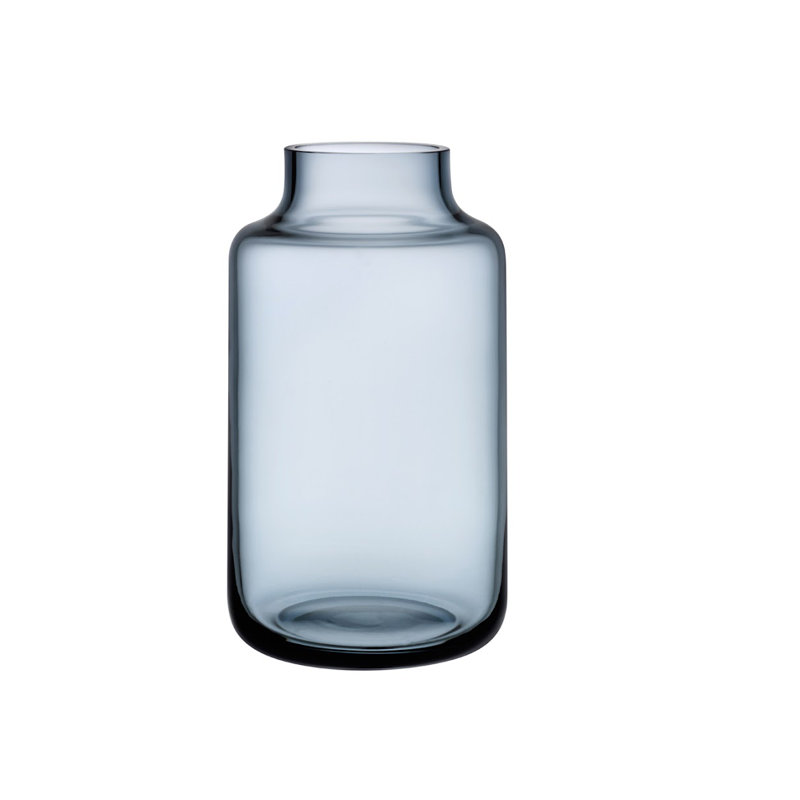Steel Blue Handblown Glass Table Vase for Bouquets