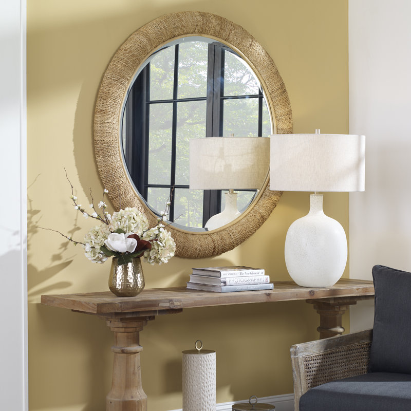 Mellonia Rattan Round Wall Mirror, Natural