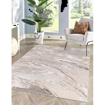 Abstract Flatweave Shaggy Area Rug