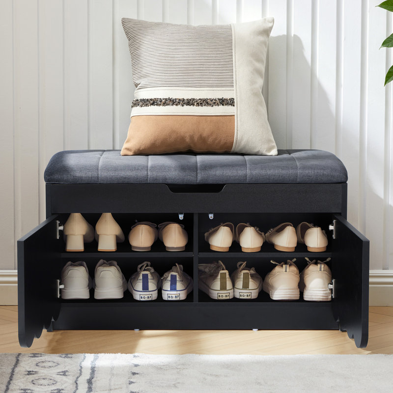 Banc de rangement rembourré pour chaussures, Black