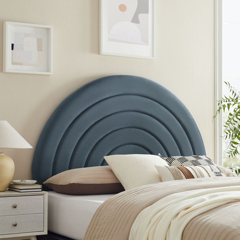 Cadet Blue Velvet Arched Full Headboard