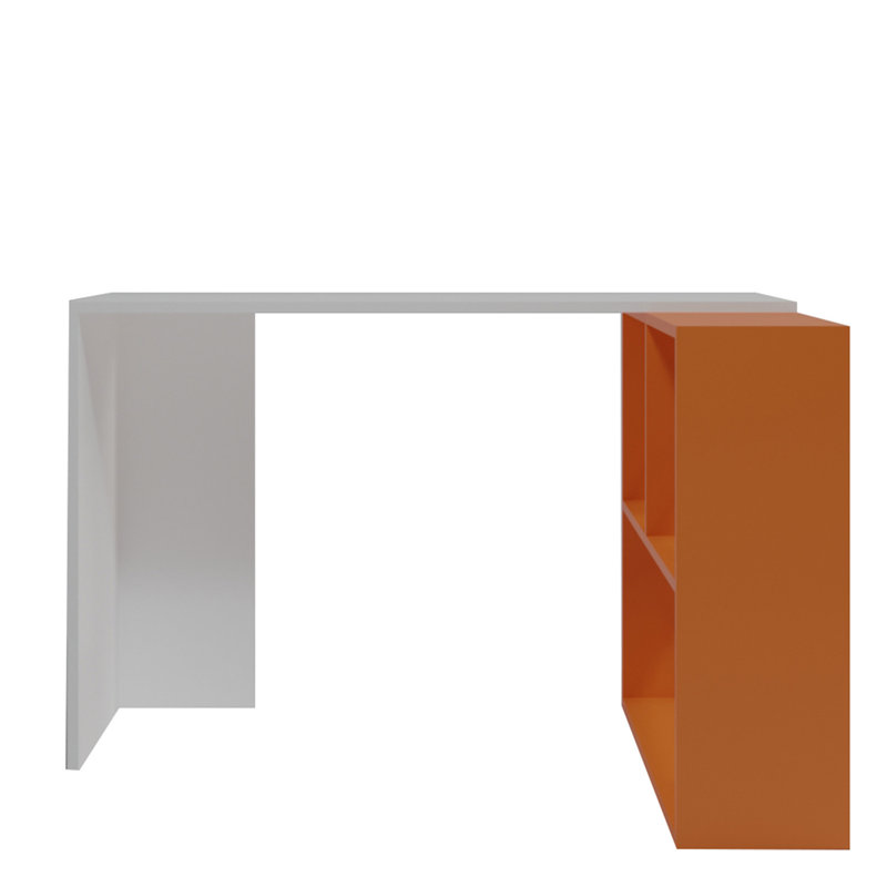 Hailley L-Shaped Writing Desk, White/Orange