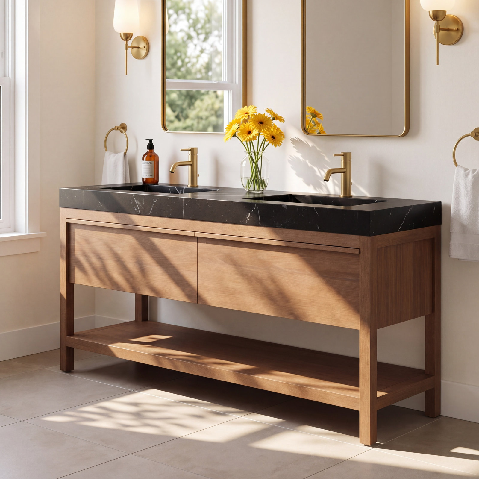 Ariane 72" Cedar Double Bathroom Vanity, Chestnut Oak