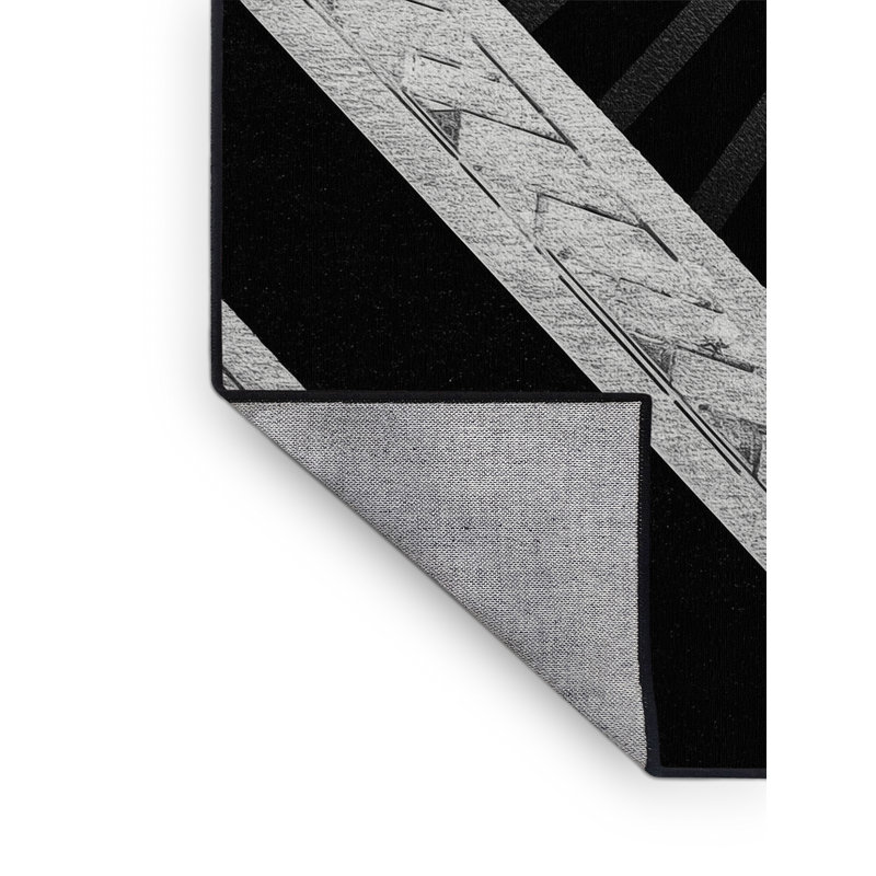 Machine Washable Osnat Broadway Lights Art Deco Geometric Rug in Black – Black Binding, 8x12