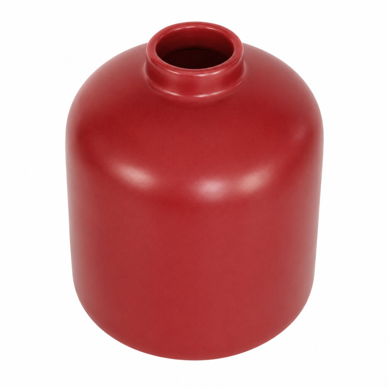 Cole and Grey Ceramic Wide Red Decorative Vase