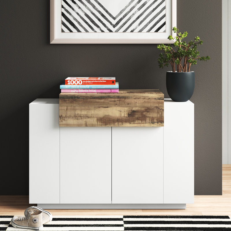 Sofren 24 Pair Shoe Storage Cabinet, White/Brown