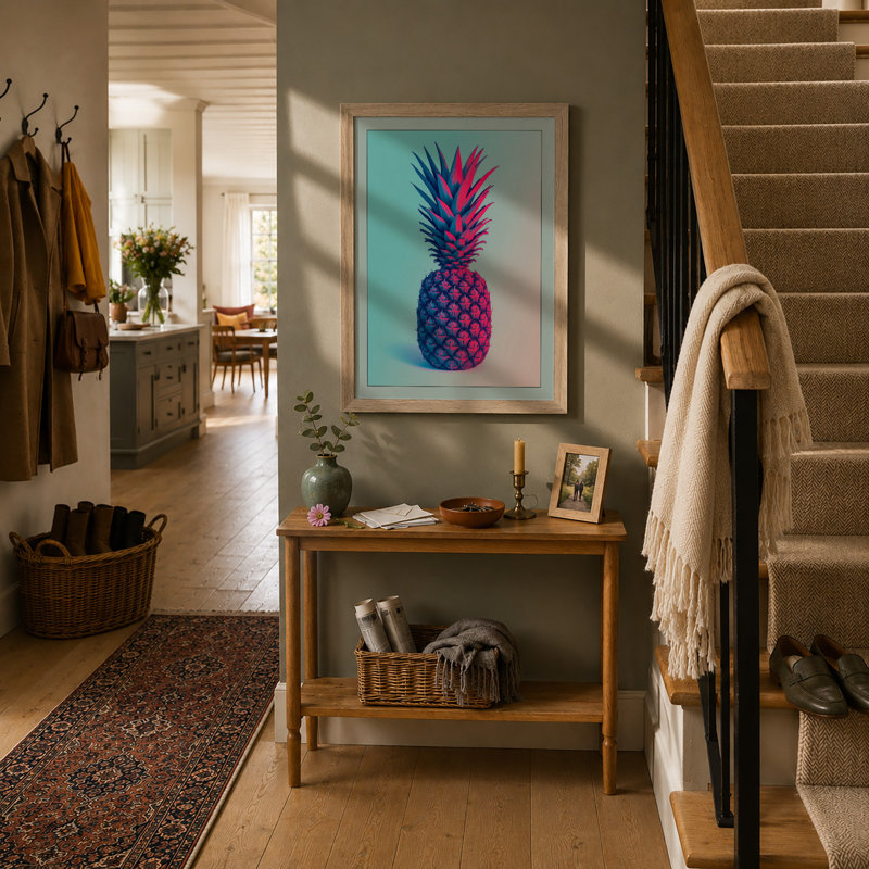 Pineapple Modern - Framed Print, A1 - 84.1 x 59.4 cm, Oak