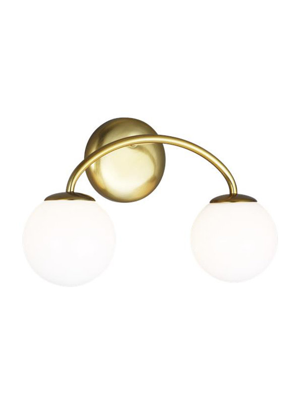 Alain 2 Light Frosted Dimmable Vanity Light, Burnished Brass