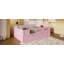 Lit plateforme en bois avec garde-corps et tiroir, rose-494523182