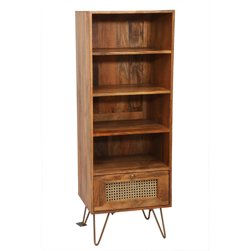 Chetram 1 Drawer Rattan SLim Bookshelf