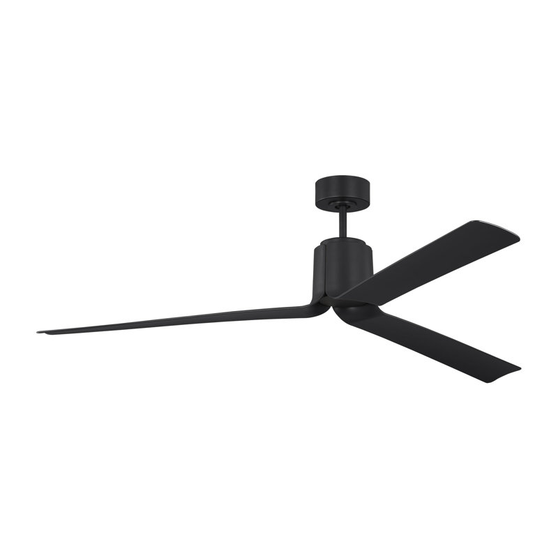 Ventilateur de plafond intérieur Trant avec tige filetée, pales en ABS noir minuit et télécommande portable