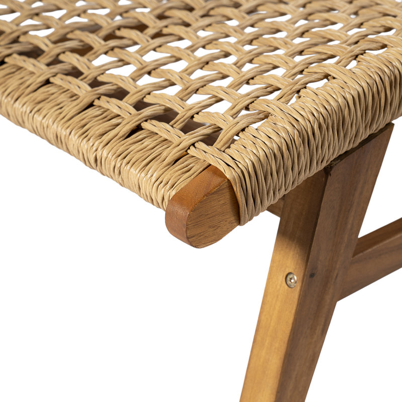 Amalfi Outdoor Acacia Wood annd Wicker Woven Sun Lounger, Light Brown Wicker/Teak, 2
