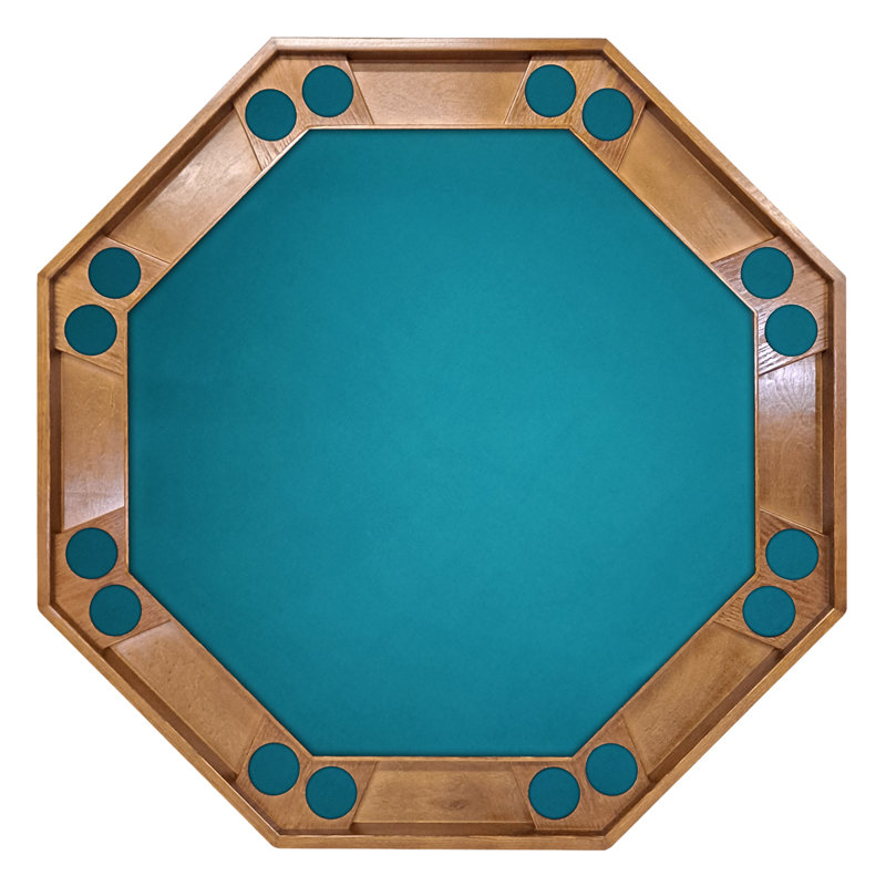 Table de poker 57 po, Bois fruitier / noyer, Feutre vert foncé