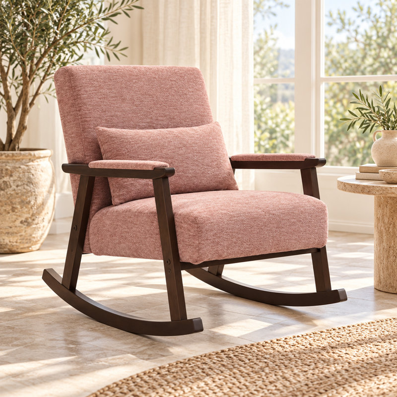 Chaise berçante rembourrée Velarossique Chenille, Rose