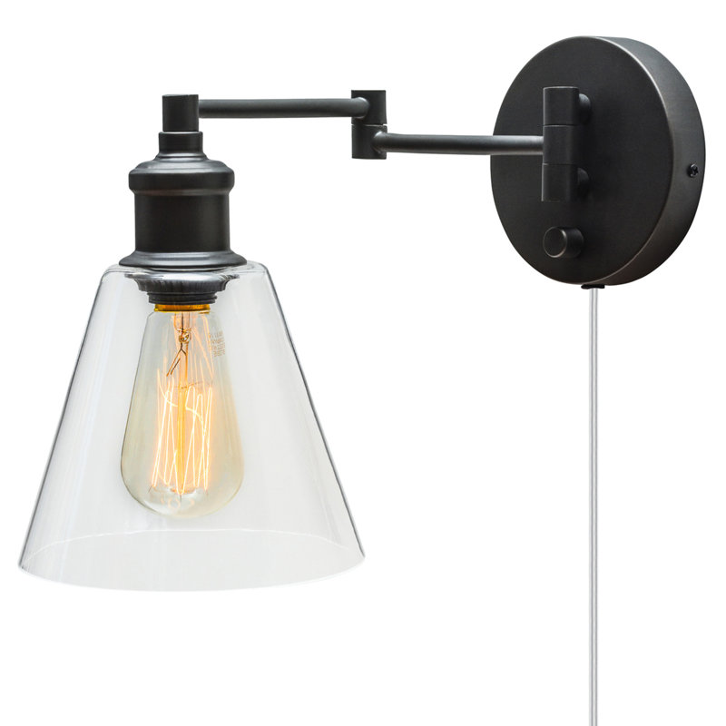 Lampe murale avec bras pivotant 1 lumière Kazuto, Bronze foncé