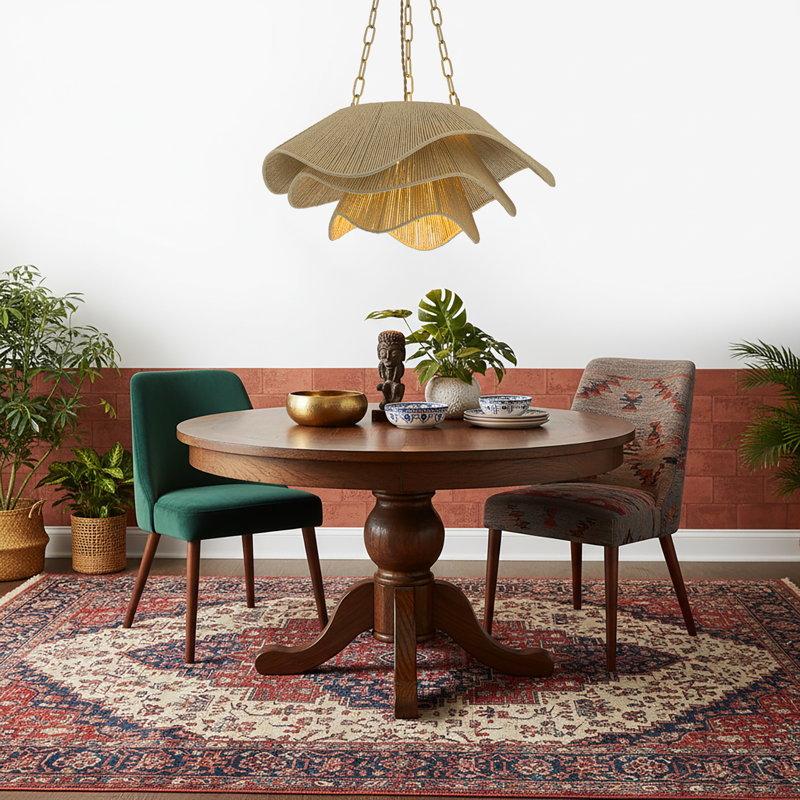 Luminaire suspendu en rotin à 1 lumière Alana, Coastal Boho - tissé à la main