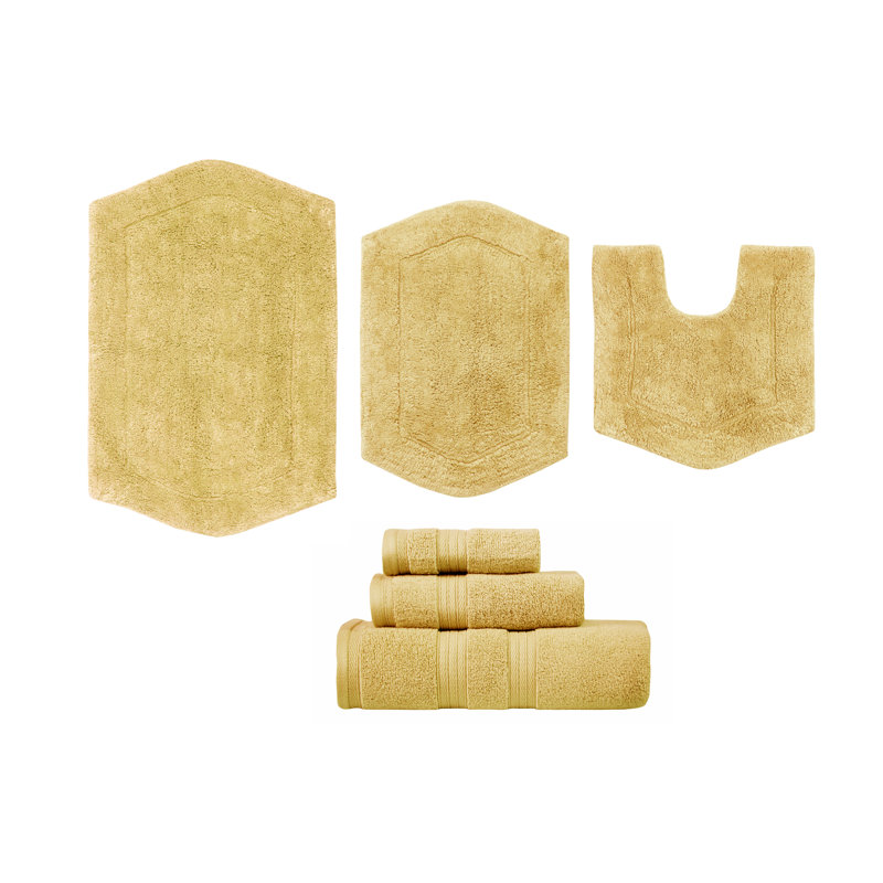 Ensemble de tapis pour salle de bain 6 pièces Ches, Jaune