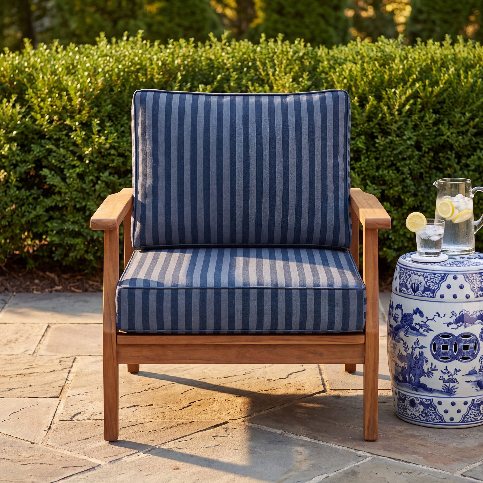 Kacy 25" Sunbrella® Lounge Chair Cushion, Sunbrella Sail Away Denim