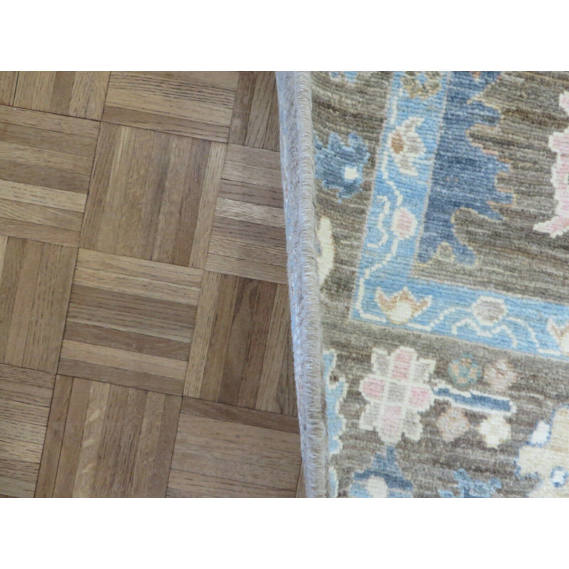 Tapis oriental brun Oushak coloré brun chocolat noué à la main 8 x 9 pi 8 po G10957