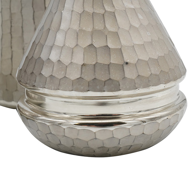 Textured Silver Glass Bottles with Clear Stopper