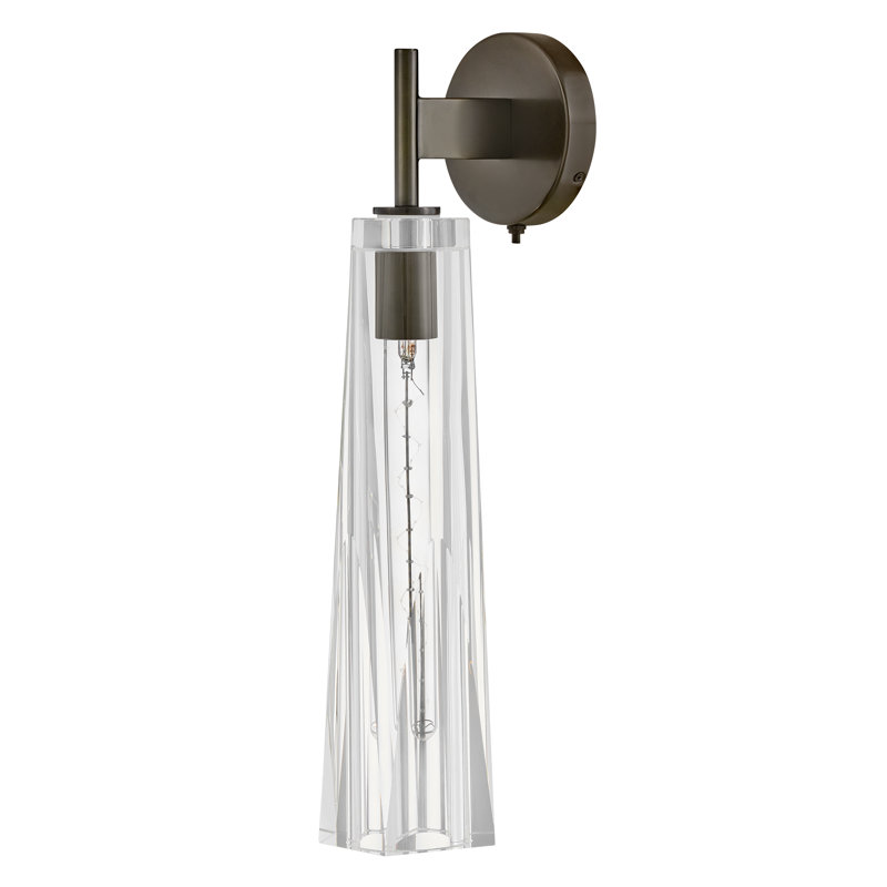 Cosette Single Light Wall Sconce w/ Thick Crystal-Cut Shade & On/Off Switch