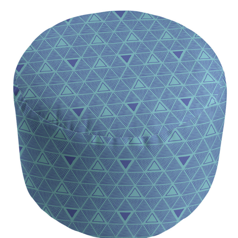 Upholstered Pouf, Teal/Blue
