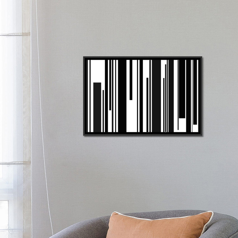 « striped piano keys », impression sur toile, H 18 po x l 26 po x P 1,5 po, Toile avec cadre noir, Pas de tapis
