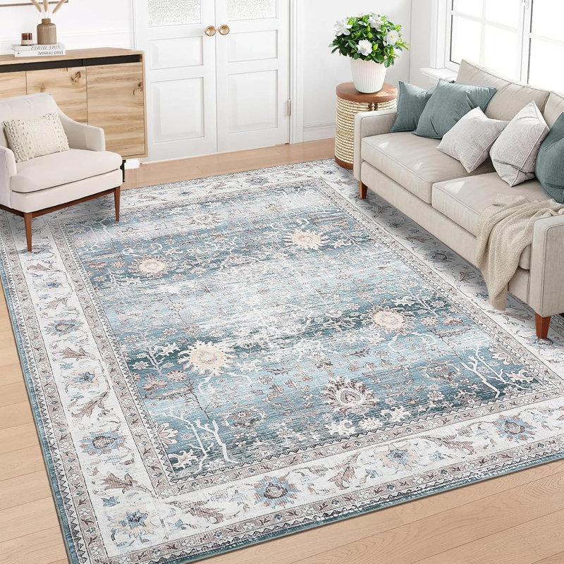 Tapis de cuisine lavable 2 x 6, tapis floral antidérapant doux pour le couloir, le vestibule, la buanderie, la salle de bain, vert clair