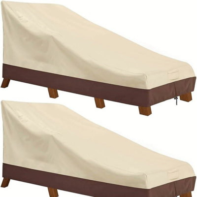 Housse imperméable pour meubles d'extérieur inclinée - 198 x 90 x 84/38 cm, polyester robuste avec revêtement en PVC, beige