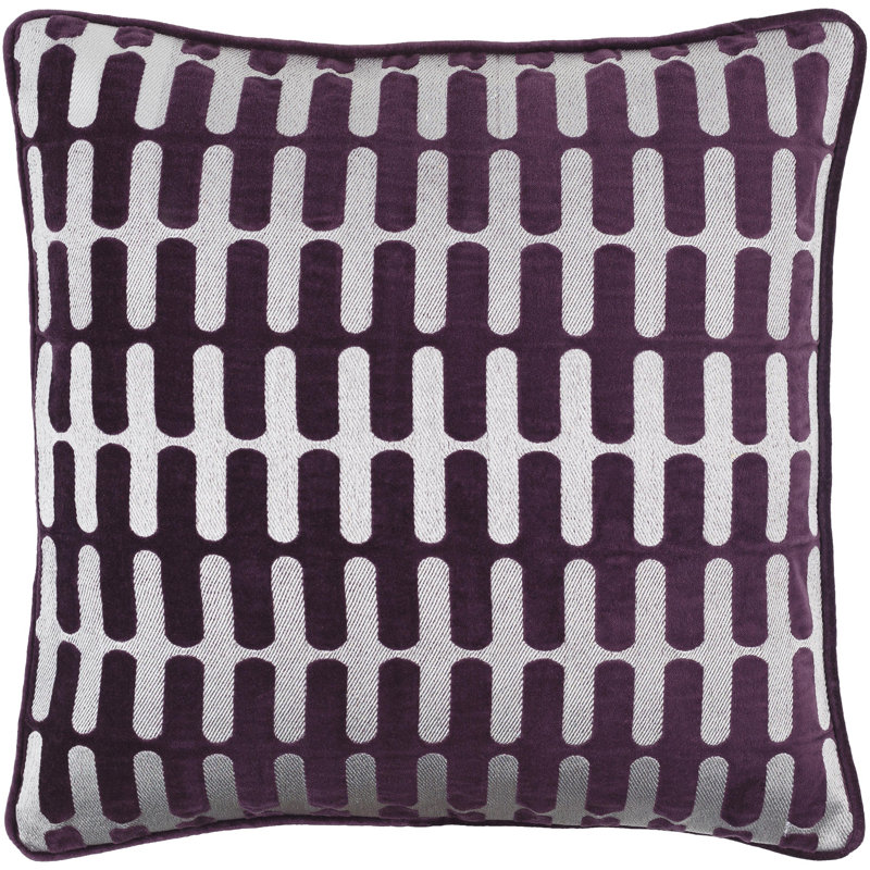 Thurman Geometric Cotton Throw Pillow, Pillow Cover Only - No Insert, Purple, 22" x 22"