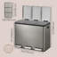 62×35.3×45.5cm Stainless Steel Step On Multi-Compartment Rubbish & Recycling Bin - 45L-126441989