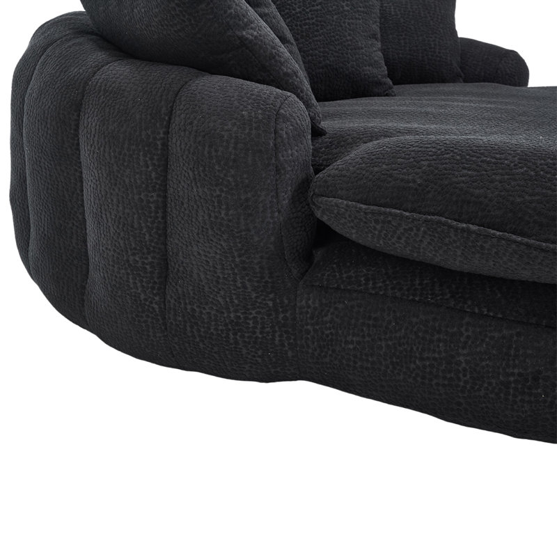 Canapé surdimensionné rembourré à billes ovale, Chenille noir
