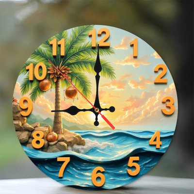 Horloge murale palmier tropical